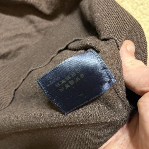 Brooks Brothers Sweater Womens Medium Brown Cotton Cashmere Shawl Collar - Picture 8 of 10